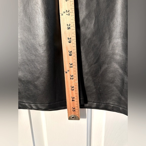 THML Anthropologie Lucille Short Puff Sleeve Faux Leather MEDIUM Babydoll A-Line - Picture 11 of 15